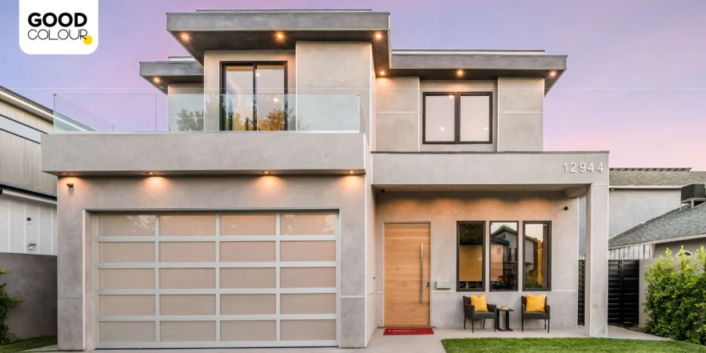 คู่สีทาบ้านภายนอกสวย ๆ โทนสีเทาผสมเบจ