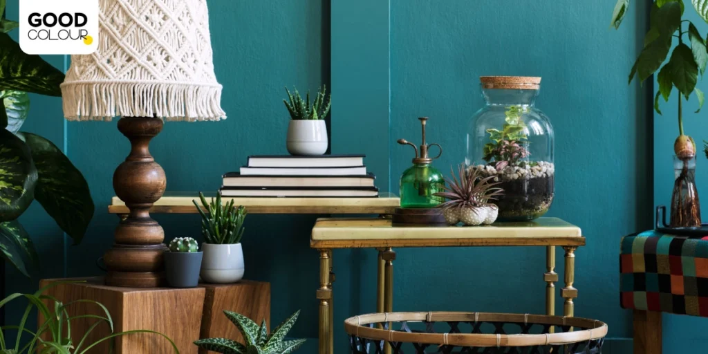 การใช้สี Transformative Teal กับบ้านสไตล์โบฮีเมียน
