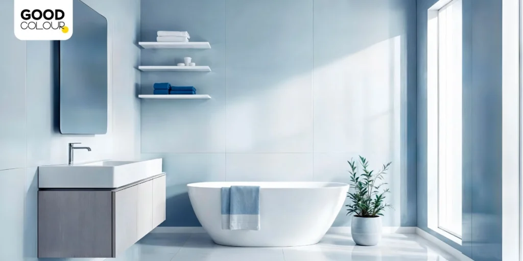 สีห้องน้ำสีฟ้าอ่อน Soft Sky Blue ดูสะอาดและโปร่งสบาย