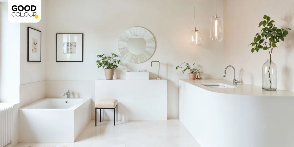 สีห้องน้ำสีขาว Off-White สไตล์มินิมอล ช่วยให้ห้องกว้าง