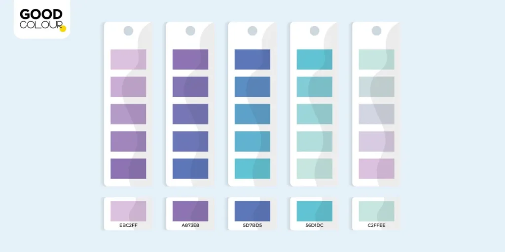 สีทาภายในโทนเย็น ไล่เฉดฟ้า เขียว ม่วง